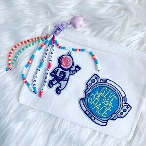 "Space Cowboy" Beaded Canvas Pouch - Travel Journal Supply Organizer